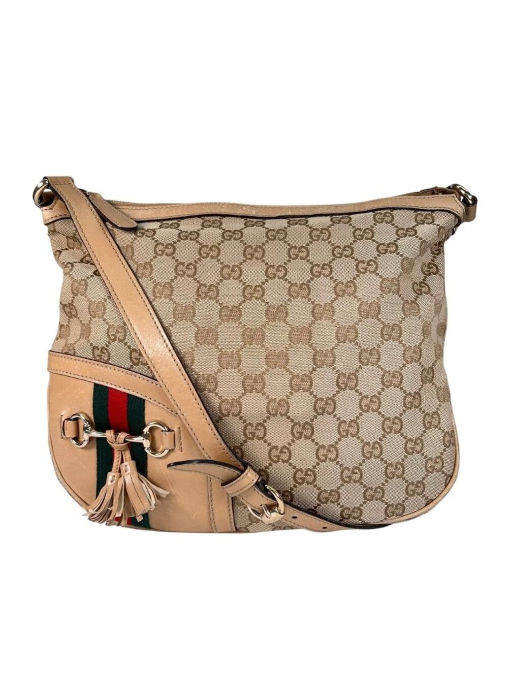 Gucci Horsebit Guccissima Canvas Beige Shoulder Bag Gold